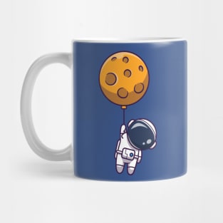 Cute Astronaut Floating With Moon Balloon Cartoon Mug